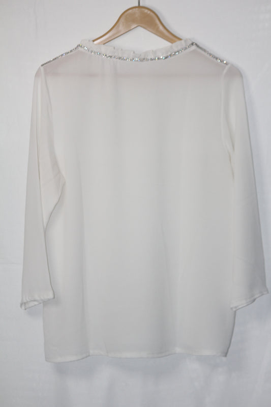 Thriftyfy White Sequin Detailed Blouse