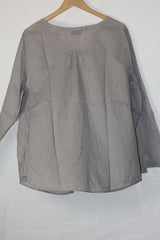 Timeless Elegance: Grey Polka Blouse - Large