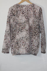 Bonita Grey Cheetah Print Full Sleeve Blouse - Large