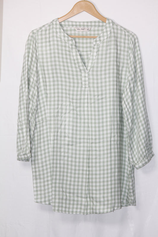 F&F Green & White Blouse