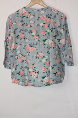 Kaffe Grey & Pink Floral Full Sleeve Blouse - Medium