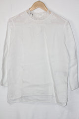 Zara Small White Cotton Embroidered Blouse