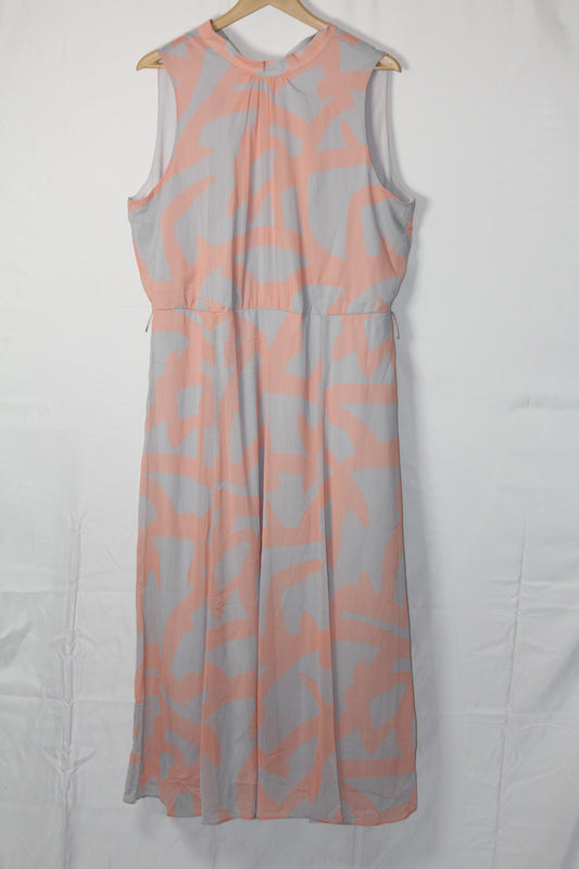 Roman Grey & Orange Sleeveless Dress