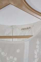 Indigo Medium White Cotton Embroidered Blouse