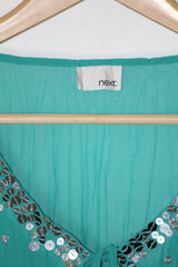 Emerald Glow: Green Full-Sleeve Blouse-Medium