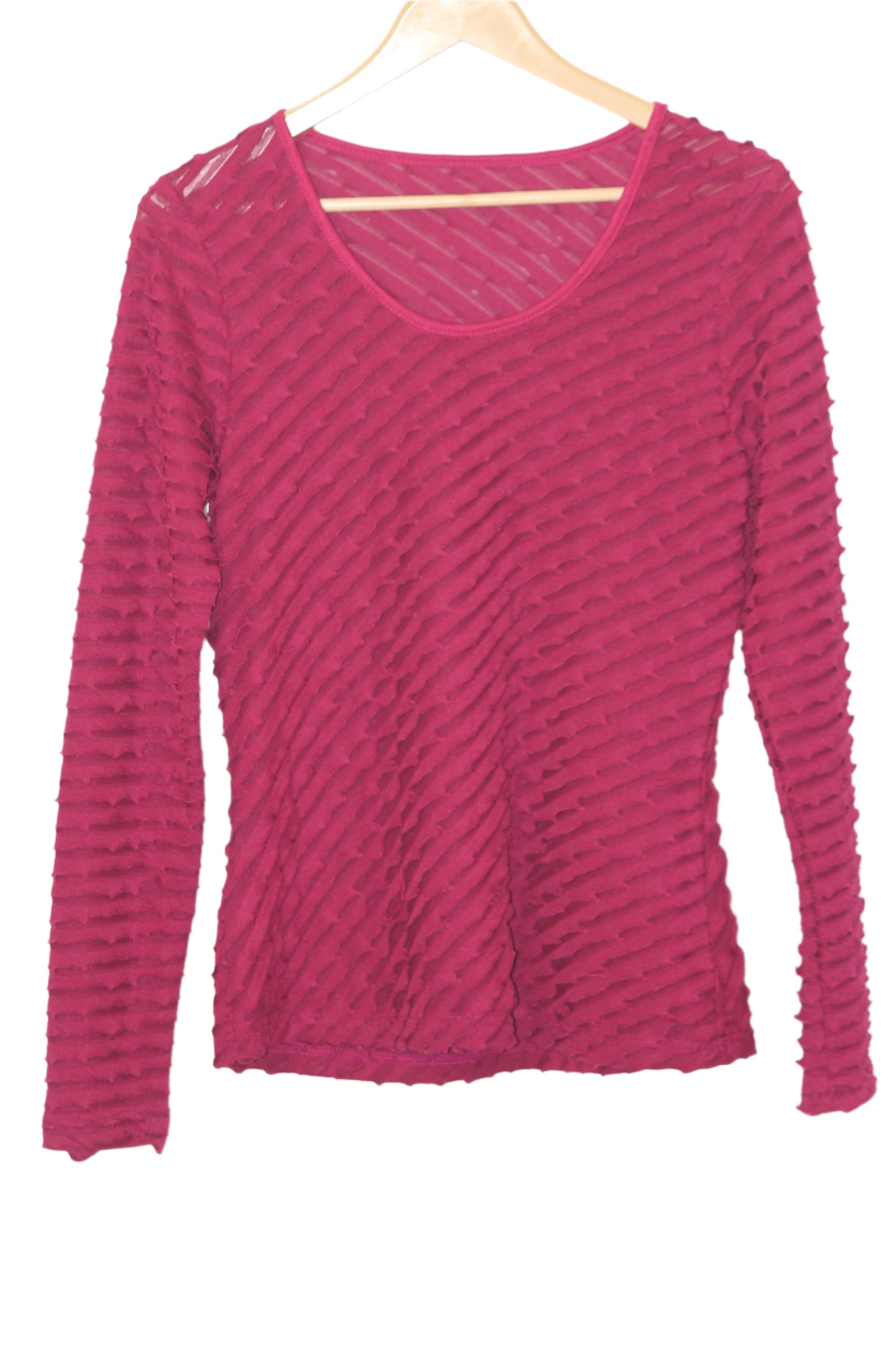 Thriftyfy Maroon Textured V-Neck Blouse