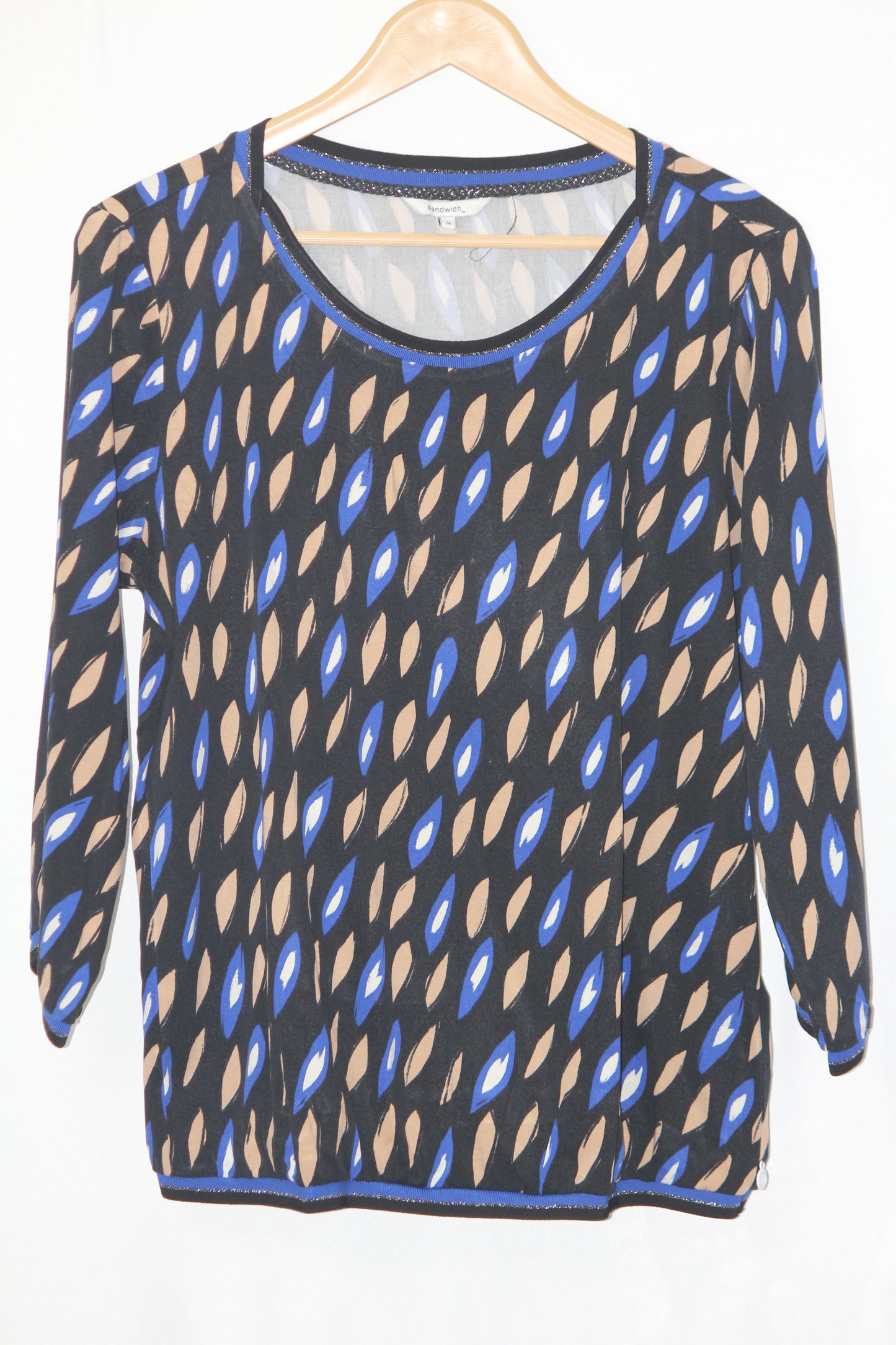 Sandwich Medium Black Viscose Blouse with Lace