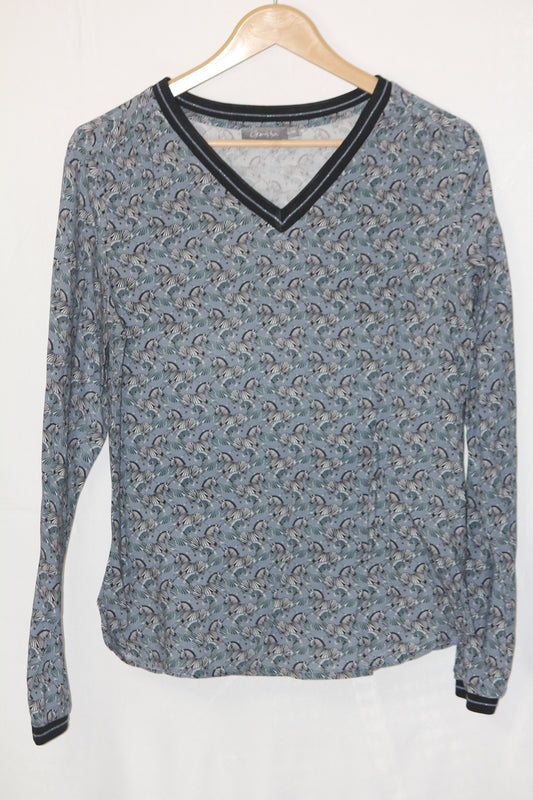 Geisha Grayish Blue Zebra Print Blouse