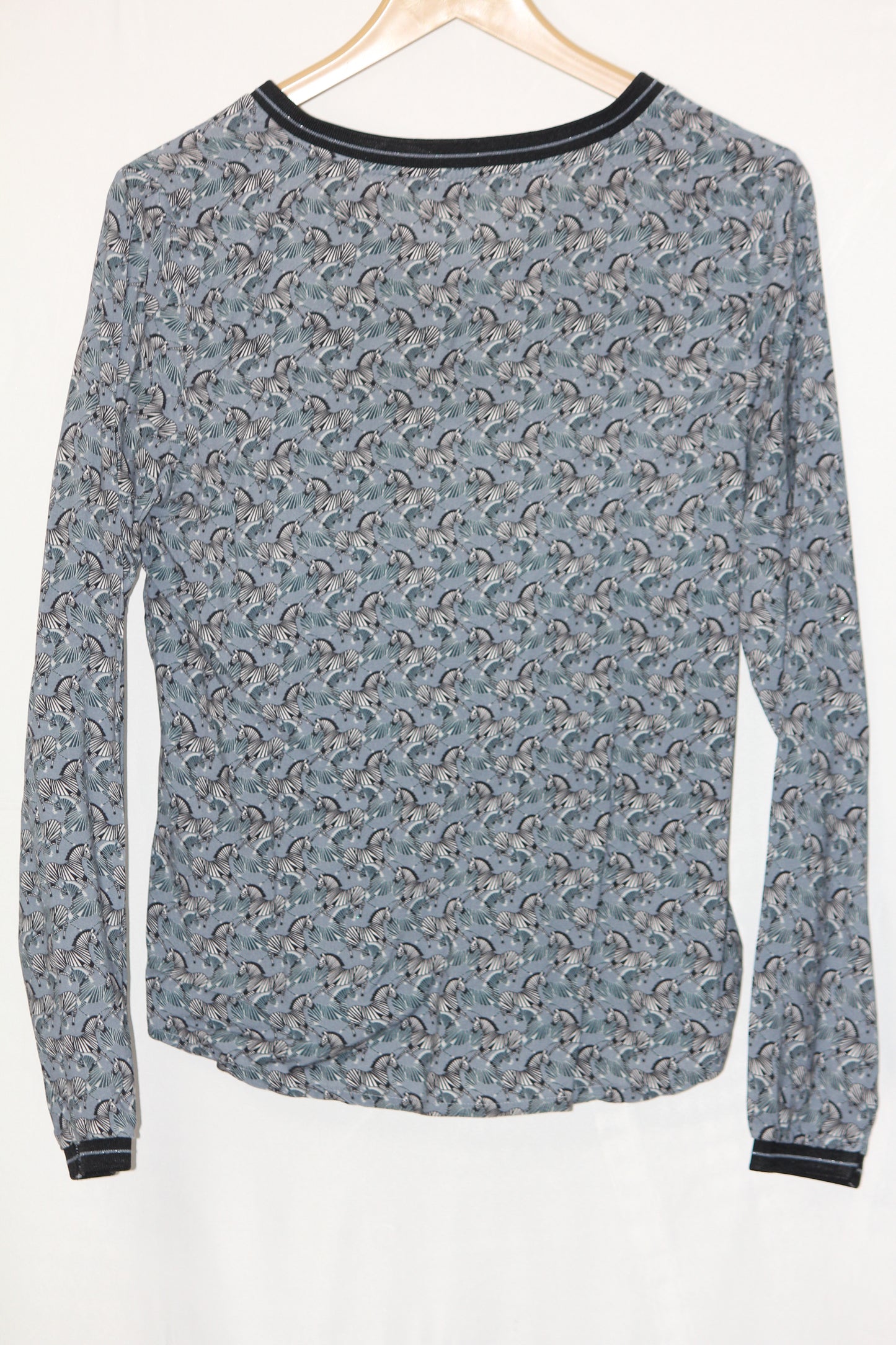 Geisha Grayish Blue Zebra Print Blouse