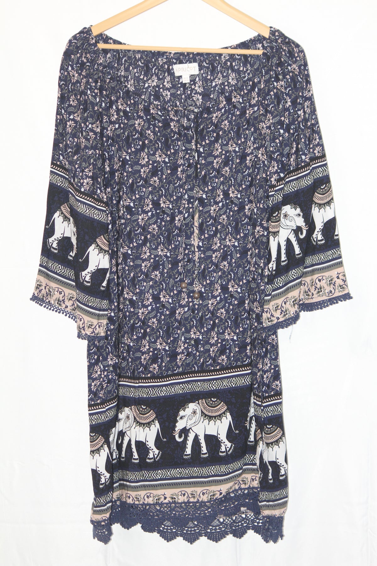 Apricot Navy Blue Floral Blouse