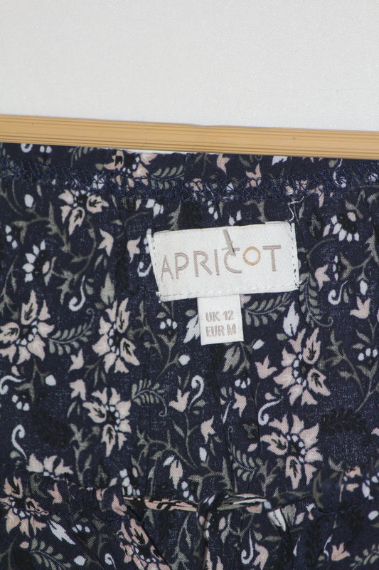 Apricot Navy Blue Floral Dress