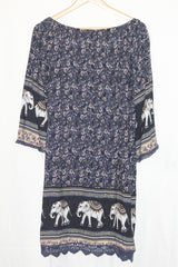 Apricot Navy Blue Floral Blouse