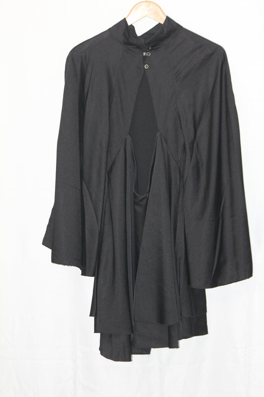 Thriftyfy Black Silk Mix Statement Blouse