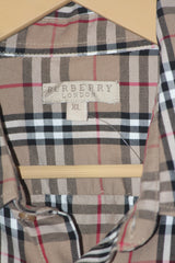 Burberry Brown & White Checkered Button-Down Shirt