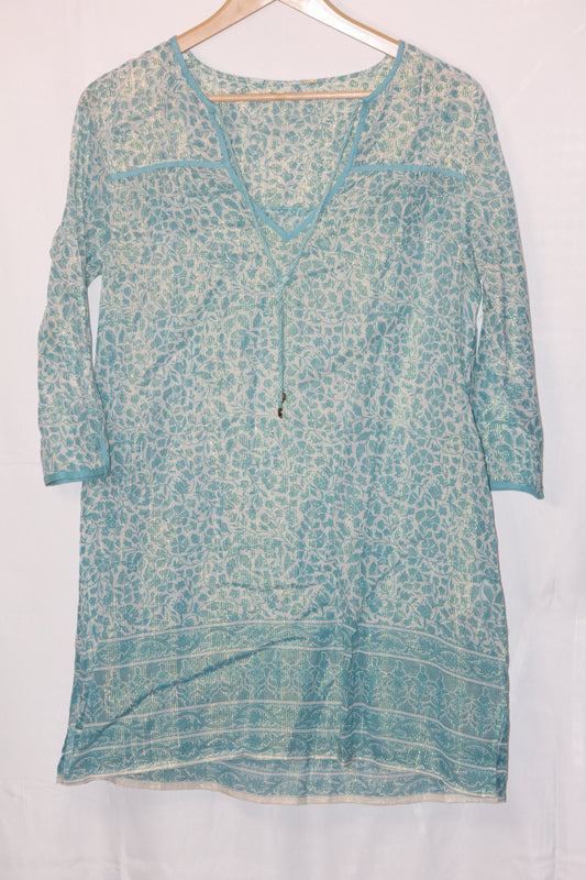 Thriftyfy Blue Floral Blouse