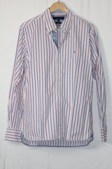 Tommy Hilfiger White, Blue & Pink Striped Button-Down Shirt