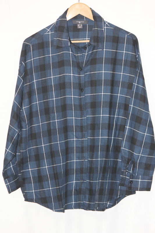 Primark Blue Checkered Button Down Shirt