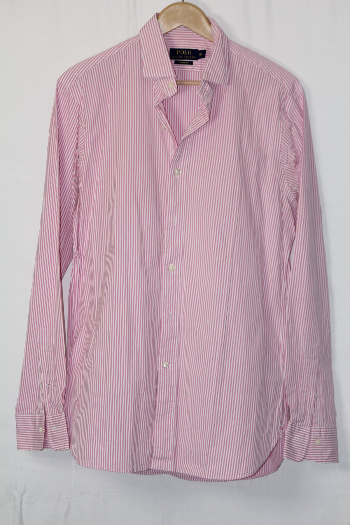 Polo Striped Button-Down Shirt – Off White with Pink Lining