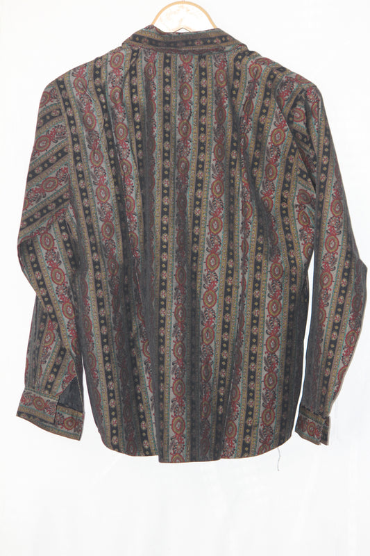 Thriftyfy Brown and Green Button Down Shirt