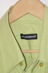 Dolce & Gabbana Green Half Sleeve Button-Down Shirt