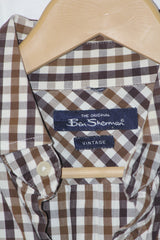 Ben Sherman Brown & White Checkered Button-Down Shirt