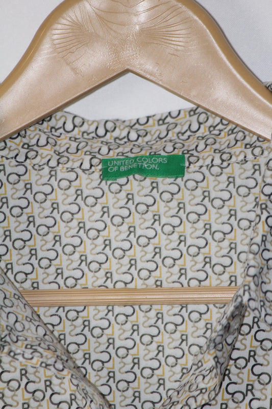 Benetton White Alphabet Print Shirt