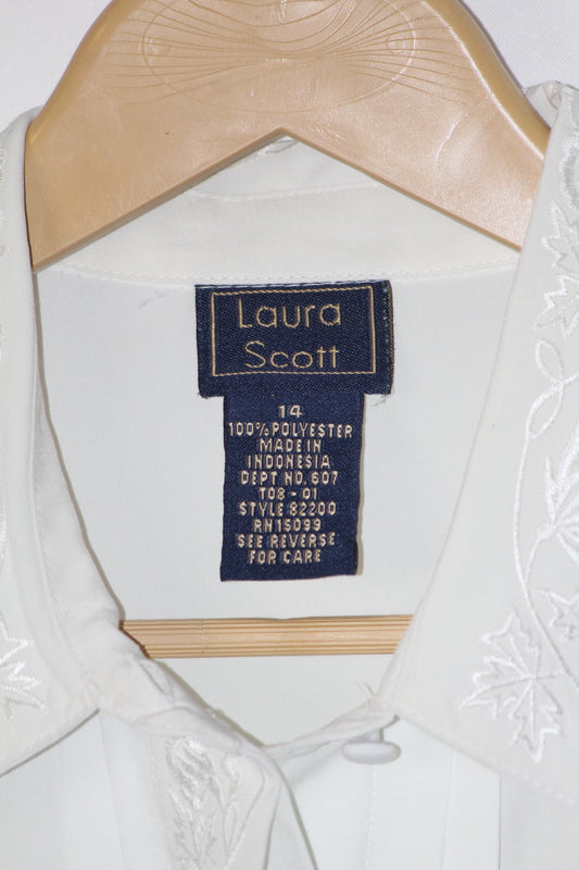 Laura Scott White Floral Button Down Shirt