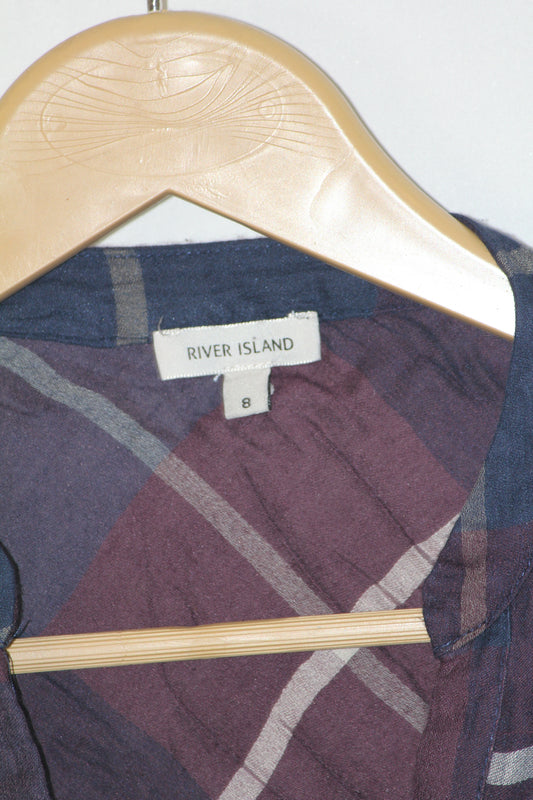 River Island Maroon Check Blouse