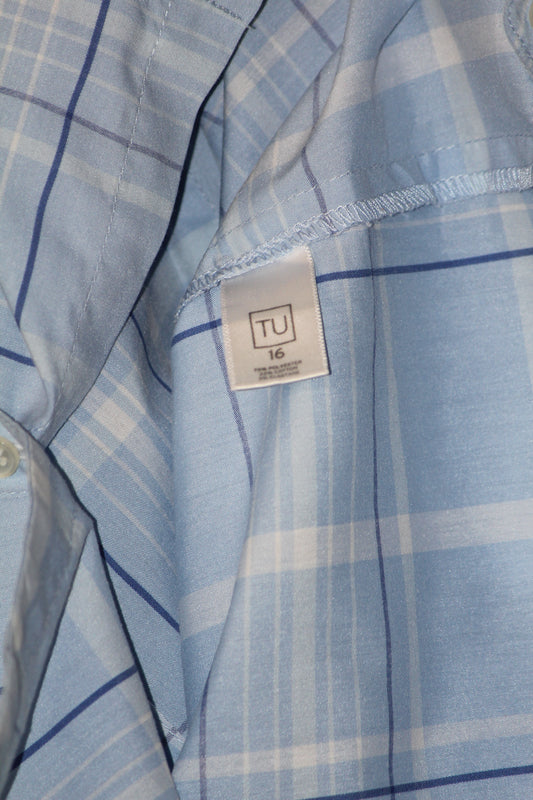 Tu Blue Checkered Button Down Shirt