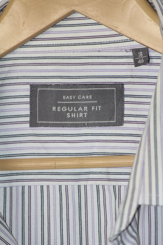 Easy Care White Shirt with Purple Lines – Large (Men)