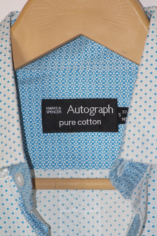 Autograph Blue Dotted Cotton Shirt – Medium (Men)