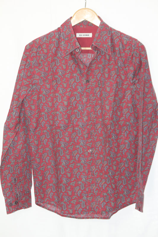 Ben Sherman Red Floral Cotton Shirt – Small (Men)