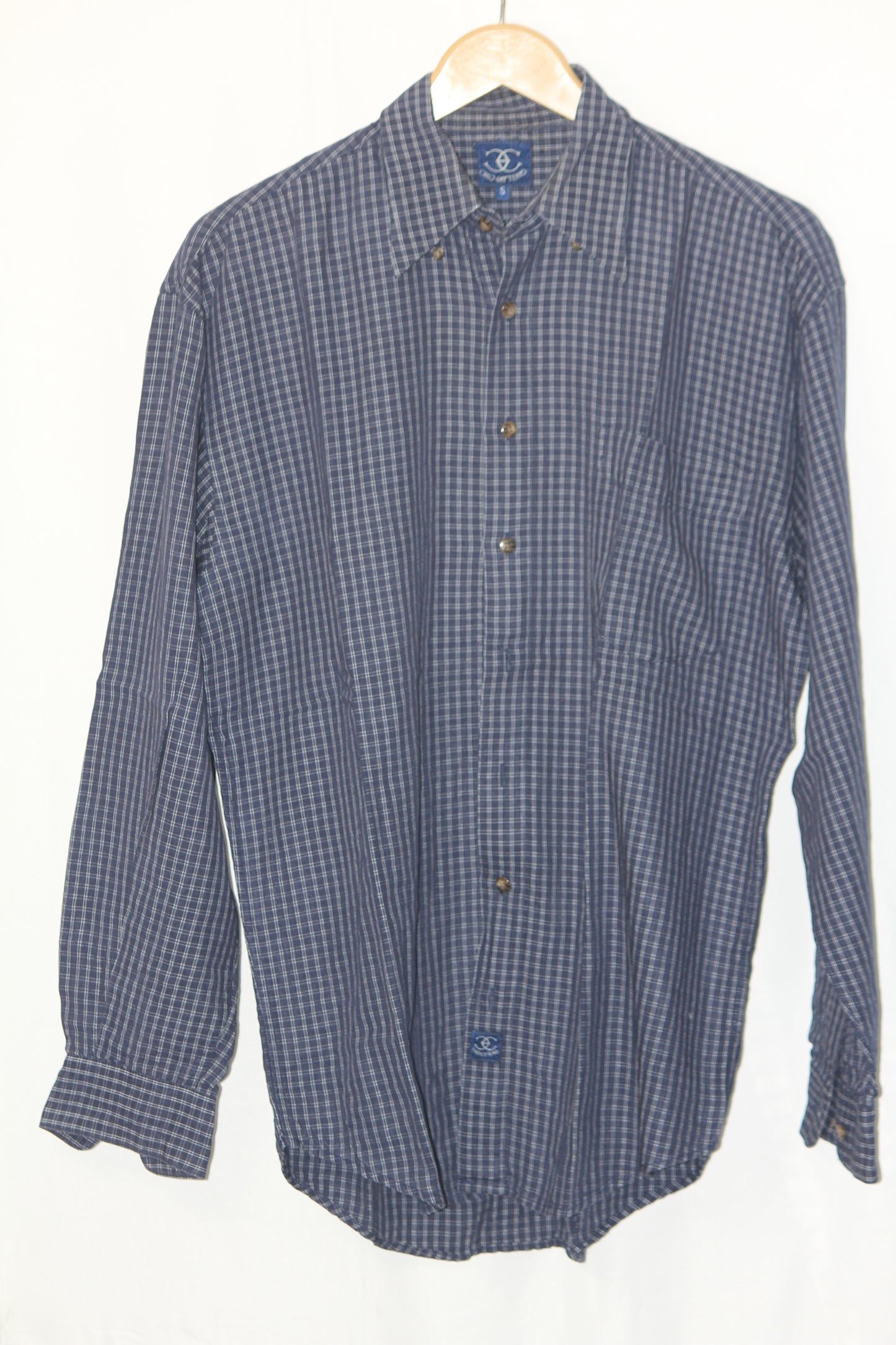 Ciro Citterio Blue Check Viscose Shirt – Small (Men)