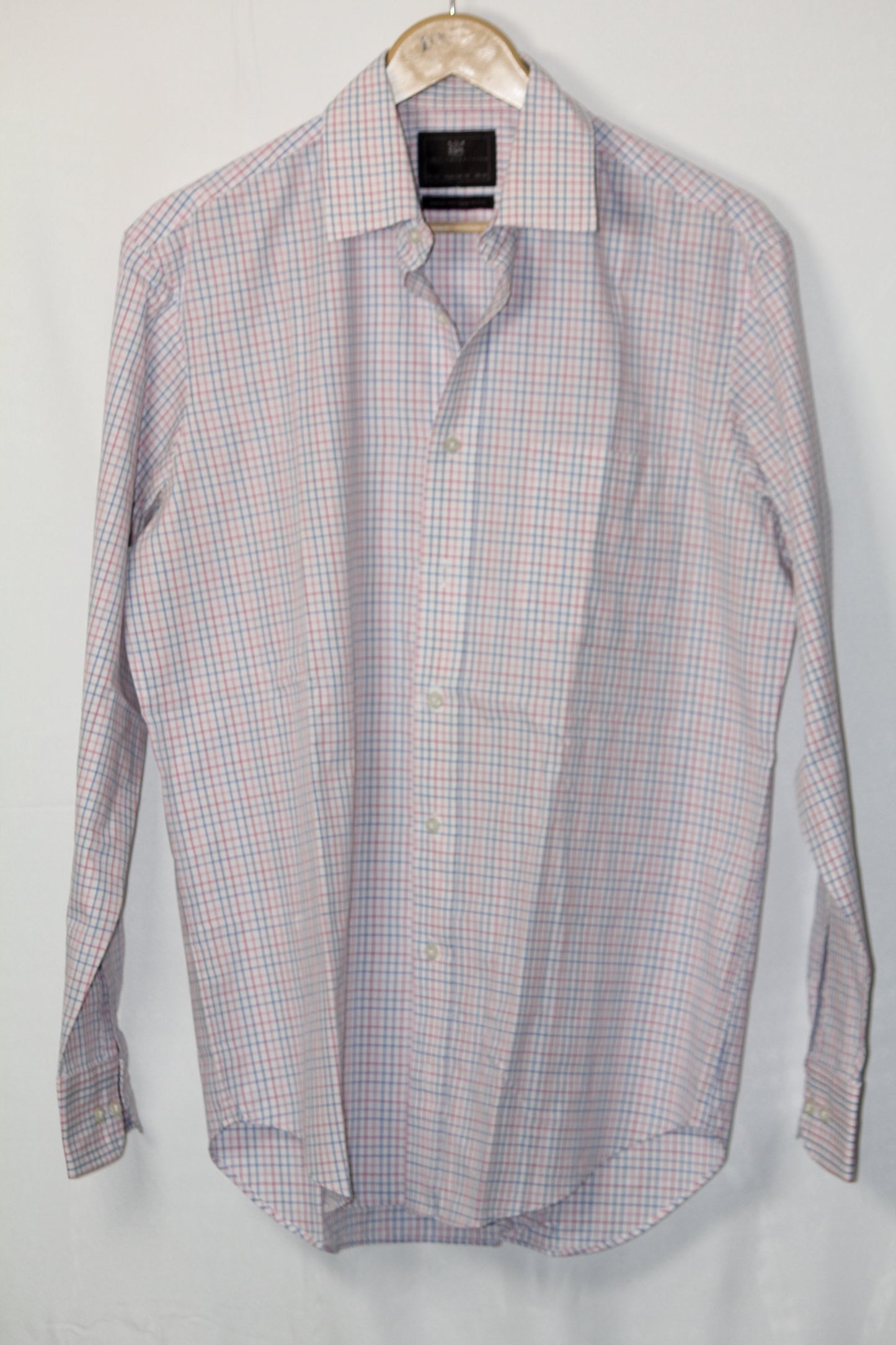 M&S White Check Cotton Blend Shirt – XL (Men)