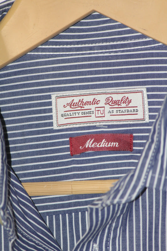 TU Blue Striped Cotton Shirt – Medium (Men)