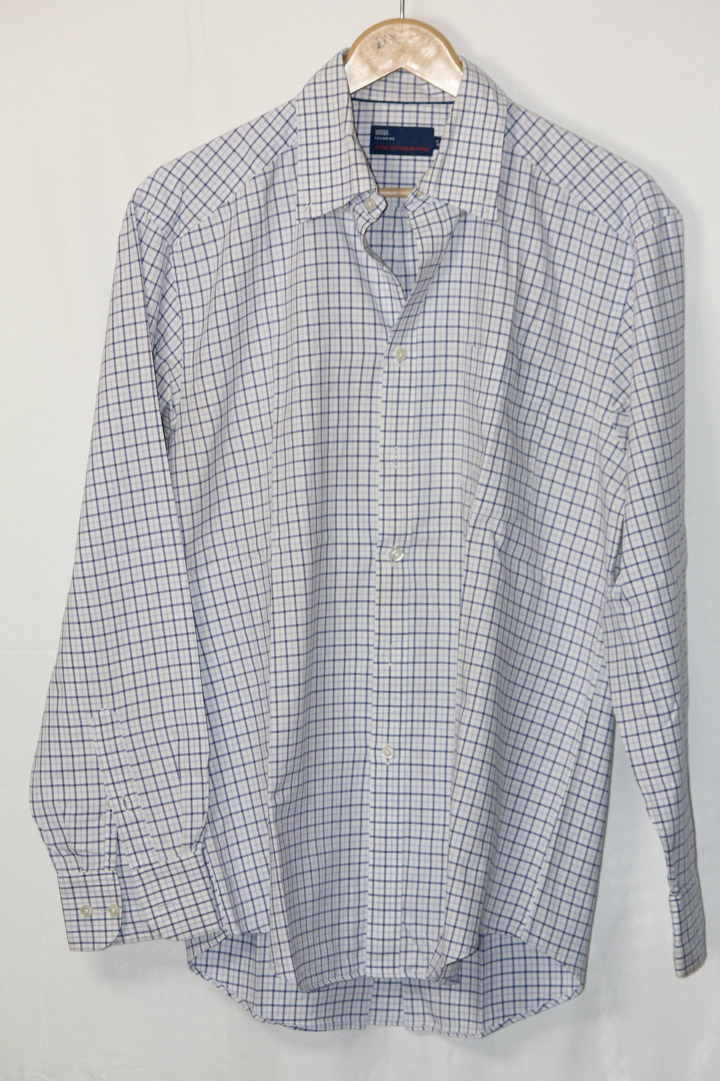 M&S White Striped Cotton Shirt – Large (Men)