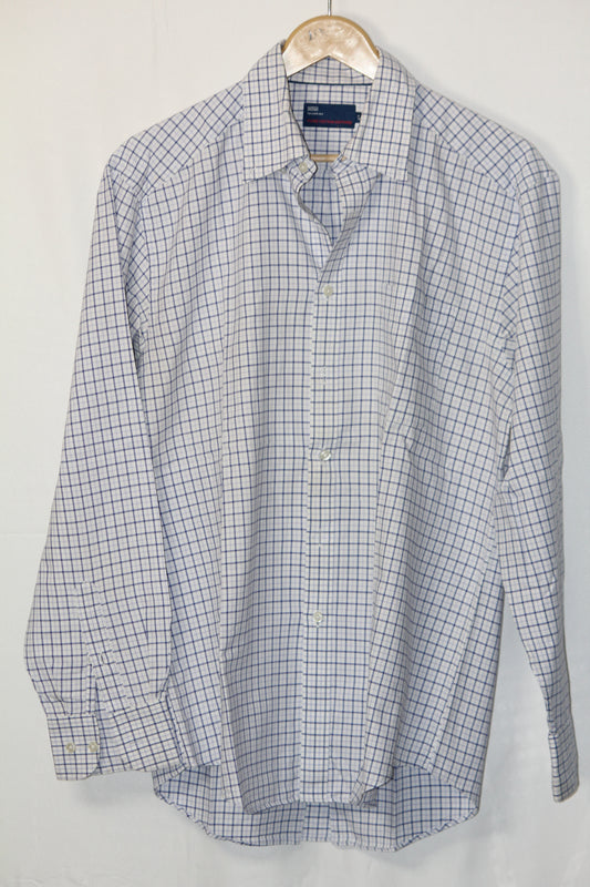 M&S White Striped Cotton Shirt – Large (Men)