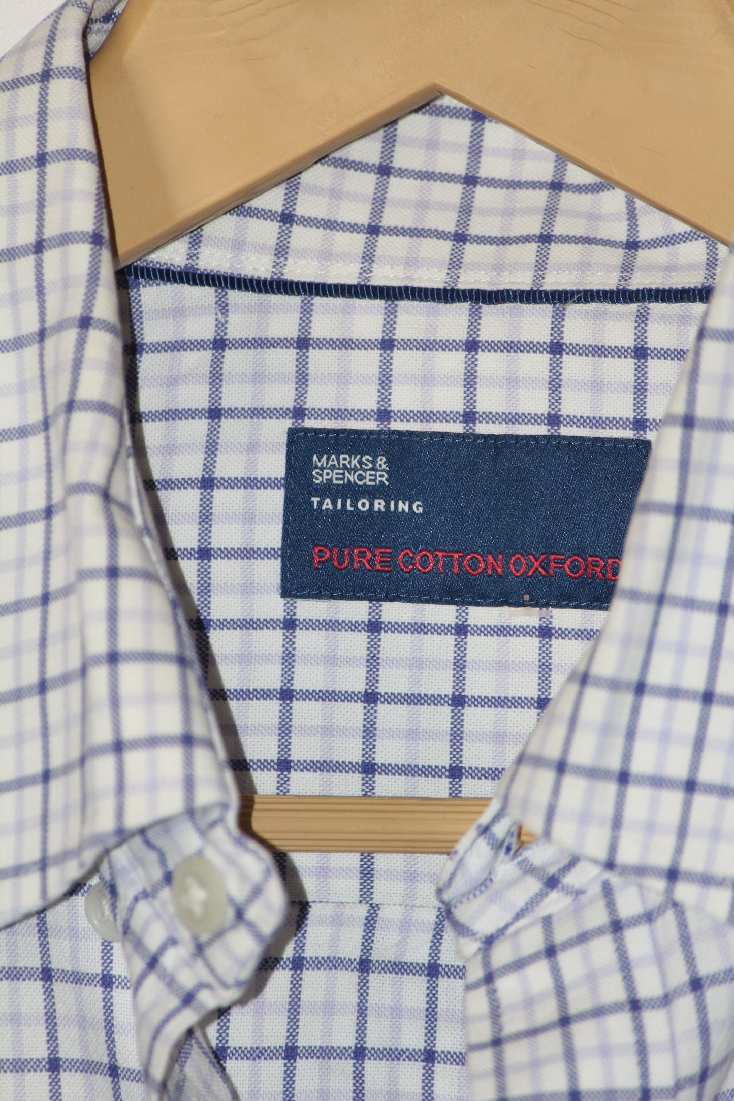 M&S White Striped Cotton Shirt – Large (Men)