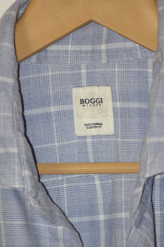 Boggi Blue Check Cotton Shirt – XL (Men)