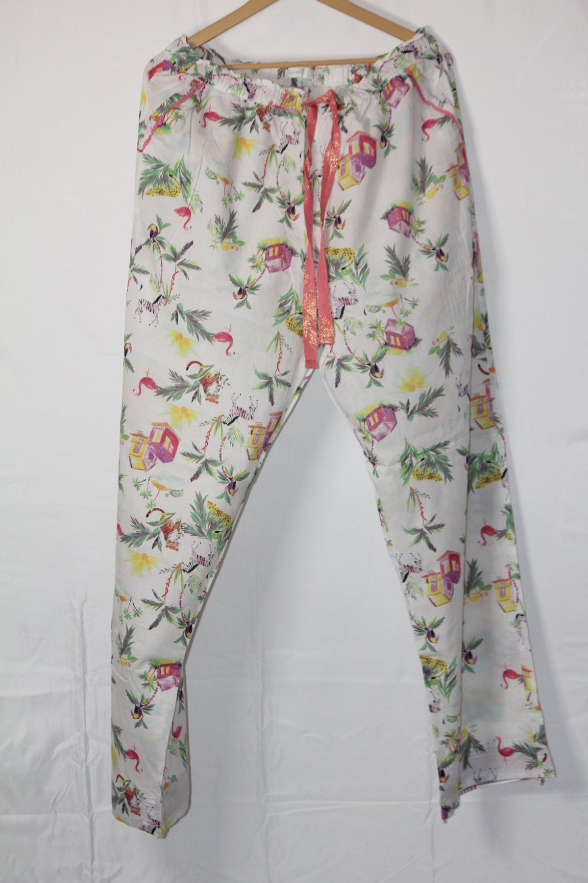 M&S Off-White Floral Stretch Palazzo Pant (Large)