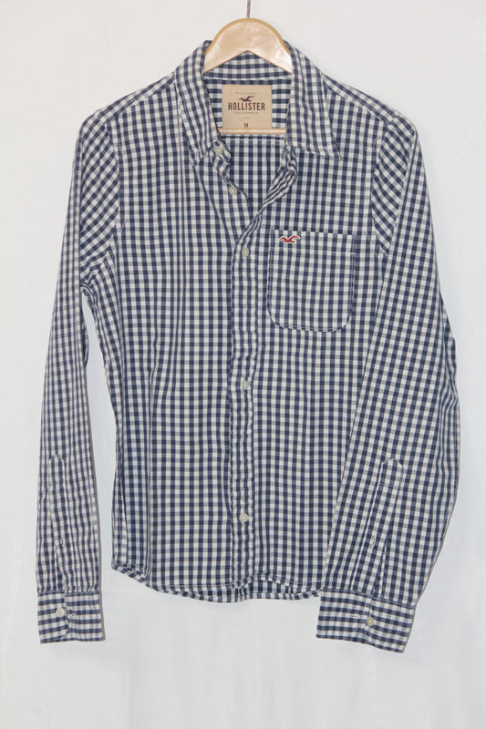 Hollister White Check Cotton Shirt – Medium (Men)