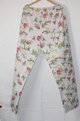 M&S Off-White Floral Stretch Palazzo Pant (Large)