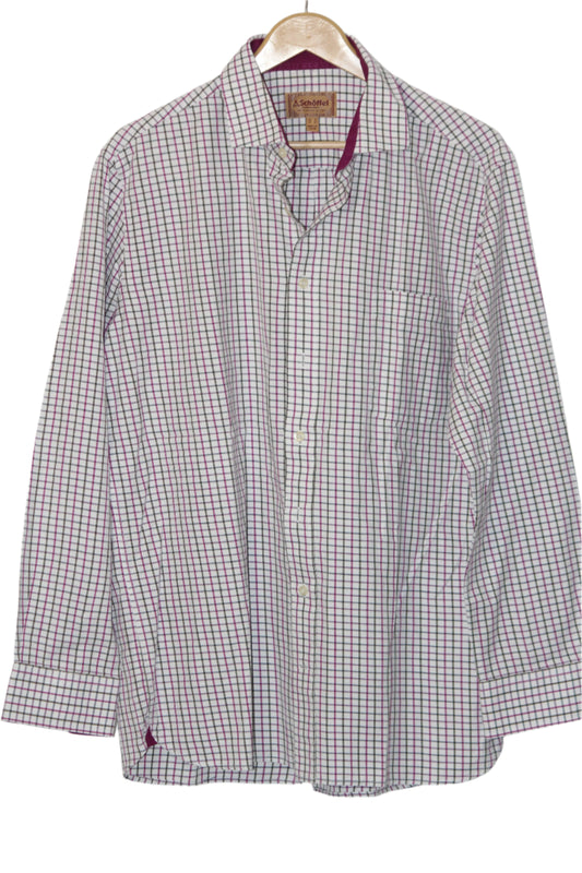 Aschoffel White & Pink Check Cotton Shirt – Medium (Men)