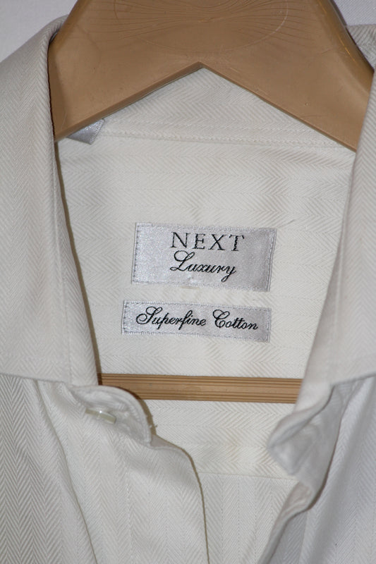 Next Luxury White Cotton Shirt – Large (Mens)