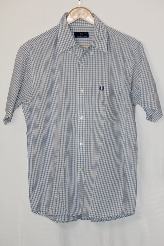 Fred Perry White Check Cotton Shirt – Medium (Men)