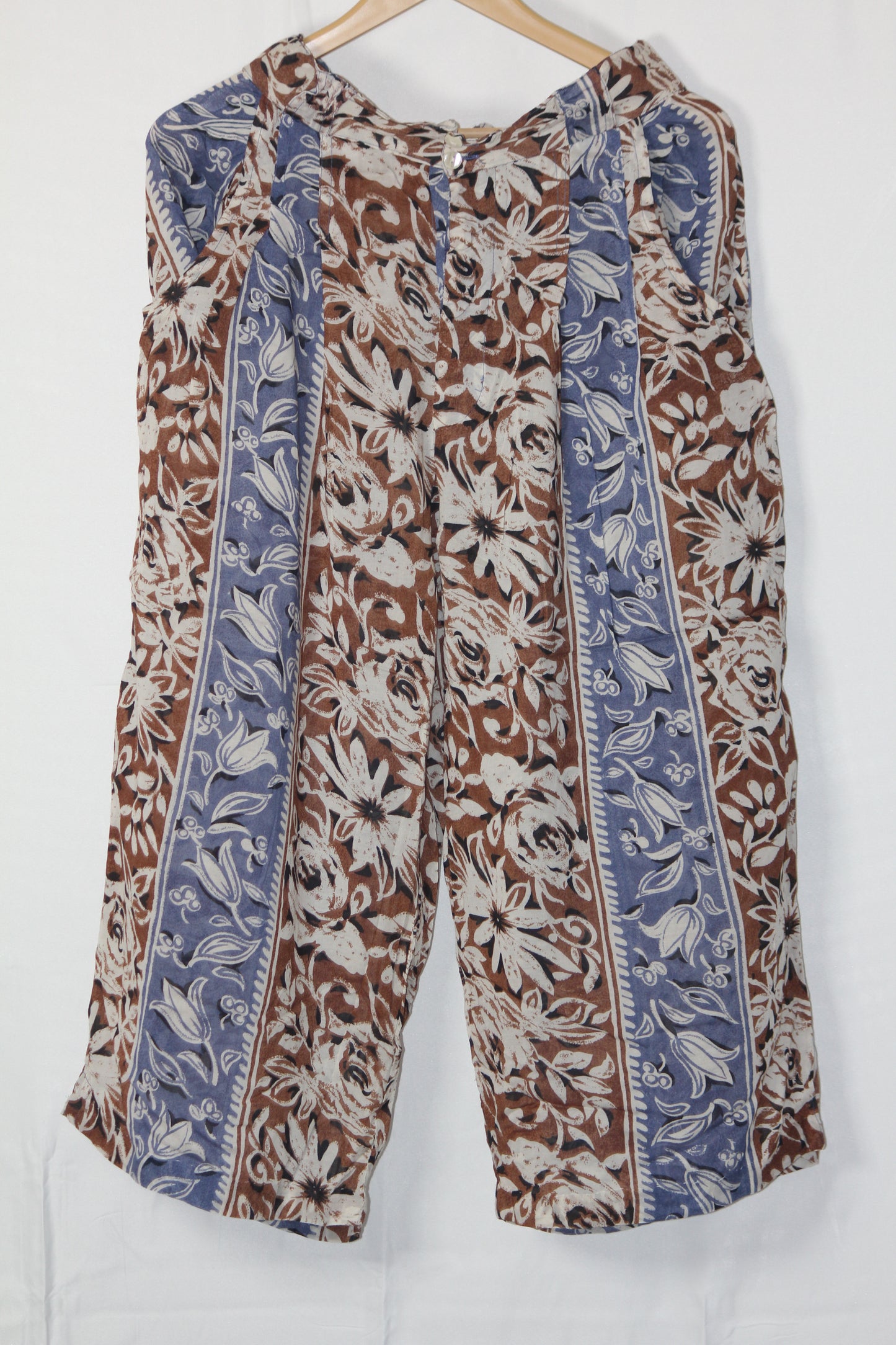 Thriftyfy Blue Brown White Free-Size Palazzo Pant