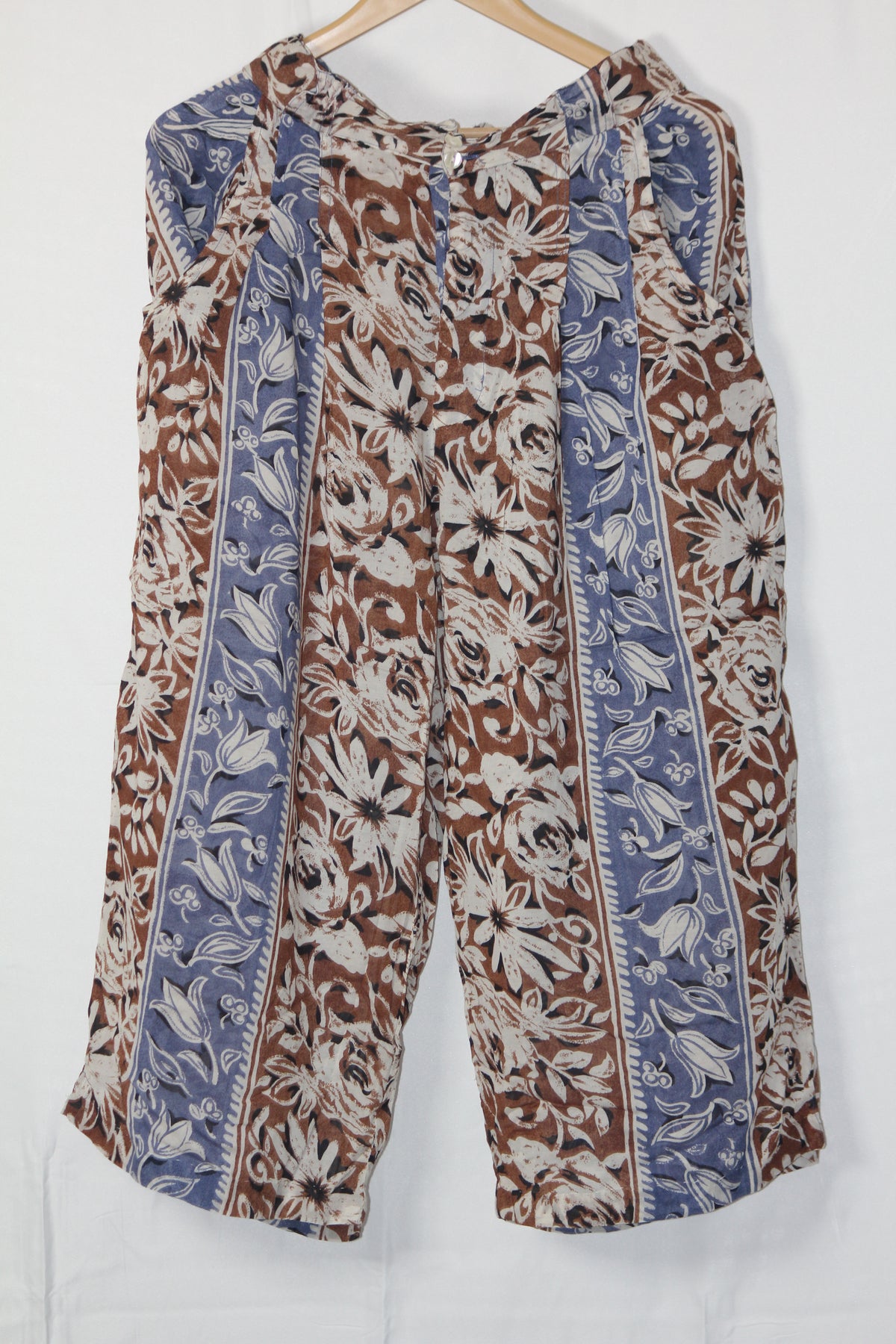 Thriftyfy Blue Brown White Free-Size Palazzo Pant