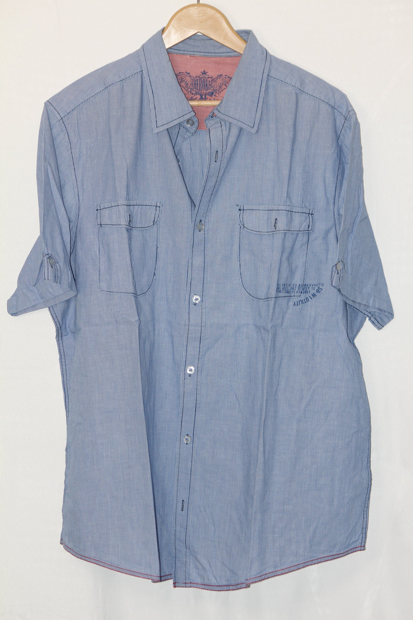 Cherokee Blue Half-Sleeve Cotton Shirt – XL (Men)