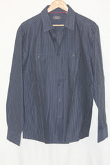Jeff Banks Black Stripe Cotton Shirt – Large (Men)