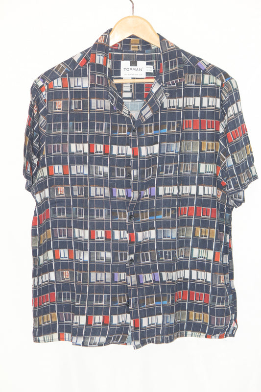 Topman Black Printed Viscose Shirt – Medium (MEN)